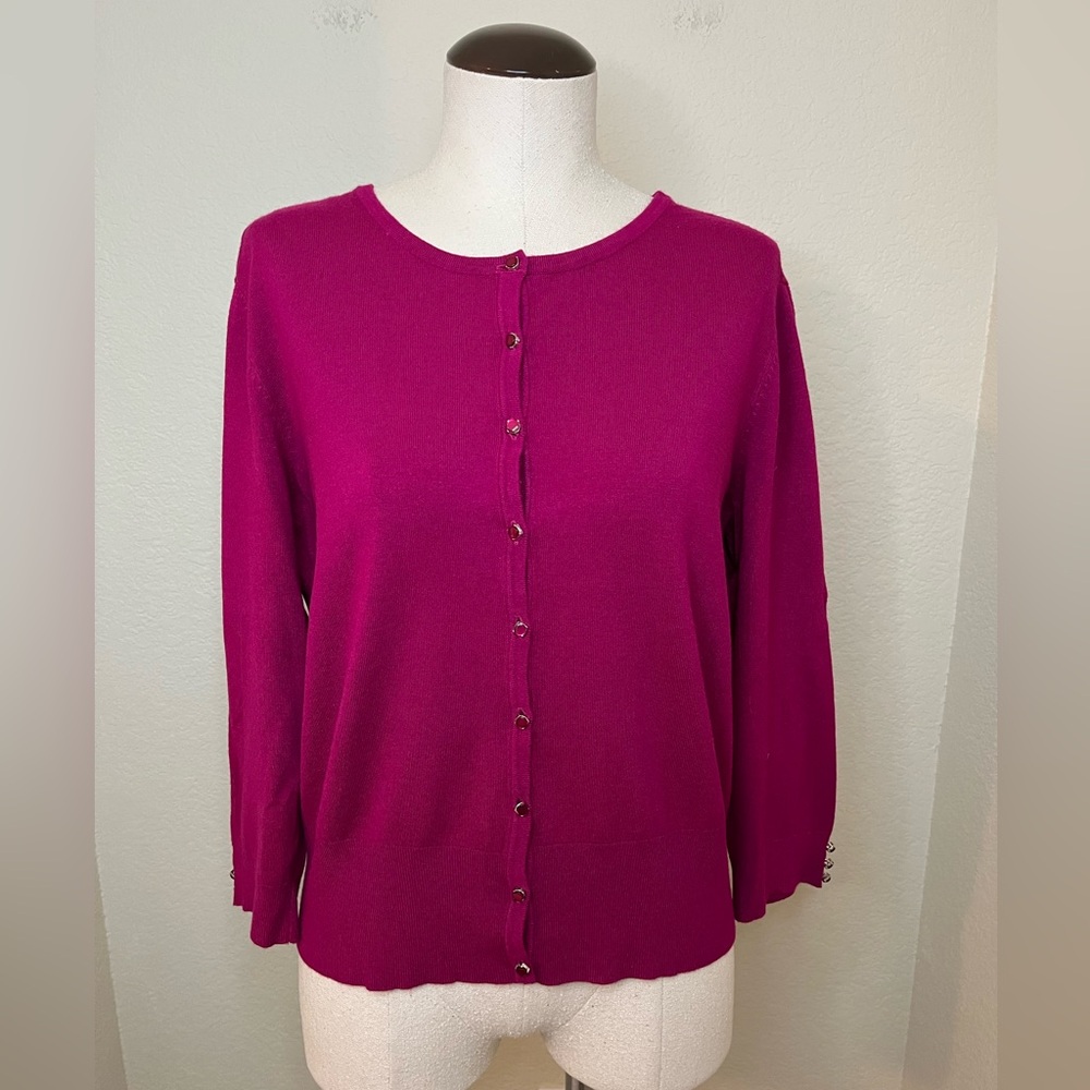 Premise Studio 3/4‎ length cardigan with jewel buttons size XL in pink